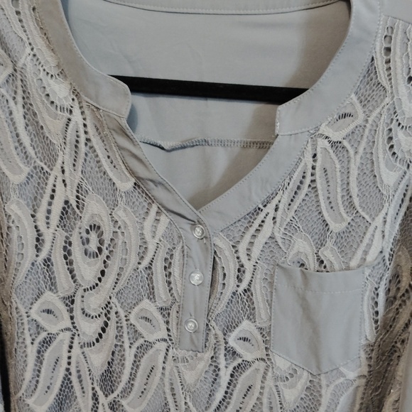 Gray Lace Blouse Tunic - Picture 2 of 3